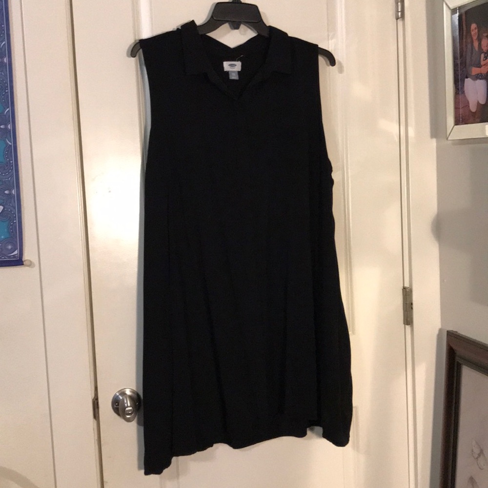 XXL Black sleeveless tunic dress with pockets